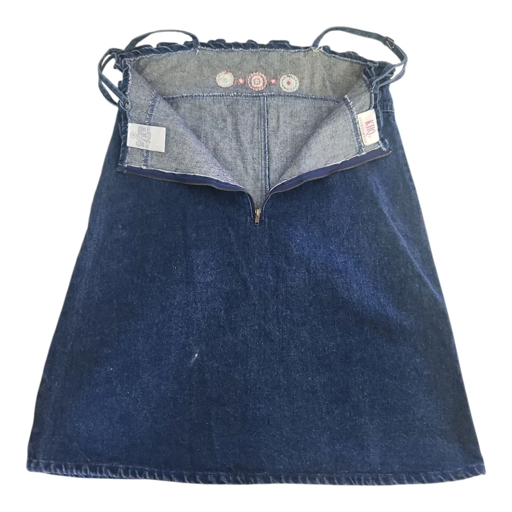 KHQ Sportswear Girls Denim Sundress Size 12 Embroidered Sleeveless